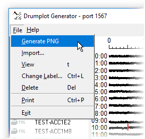 DrumPlot File menu