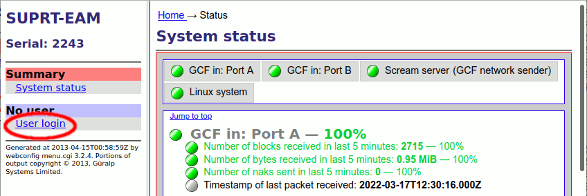 The standard Platinum web interface log-in screen